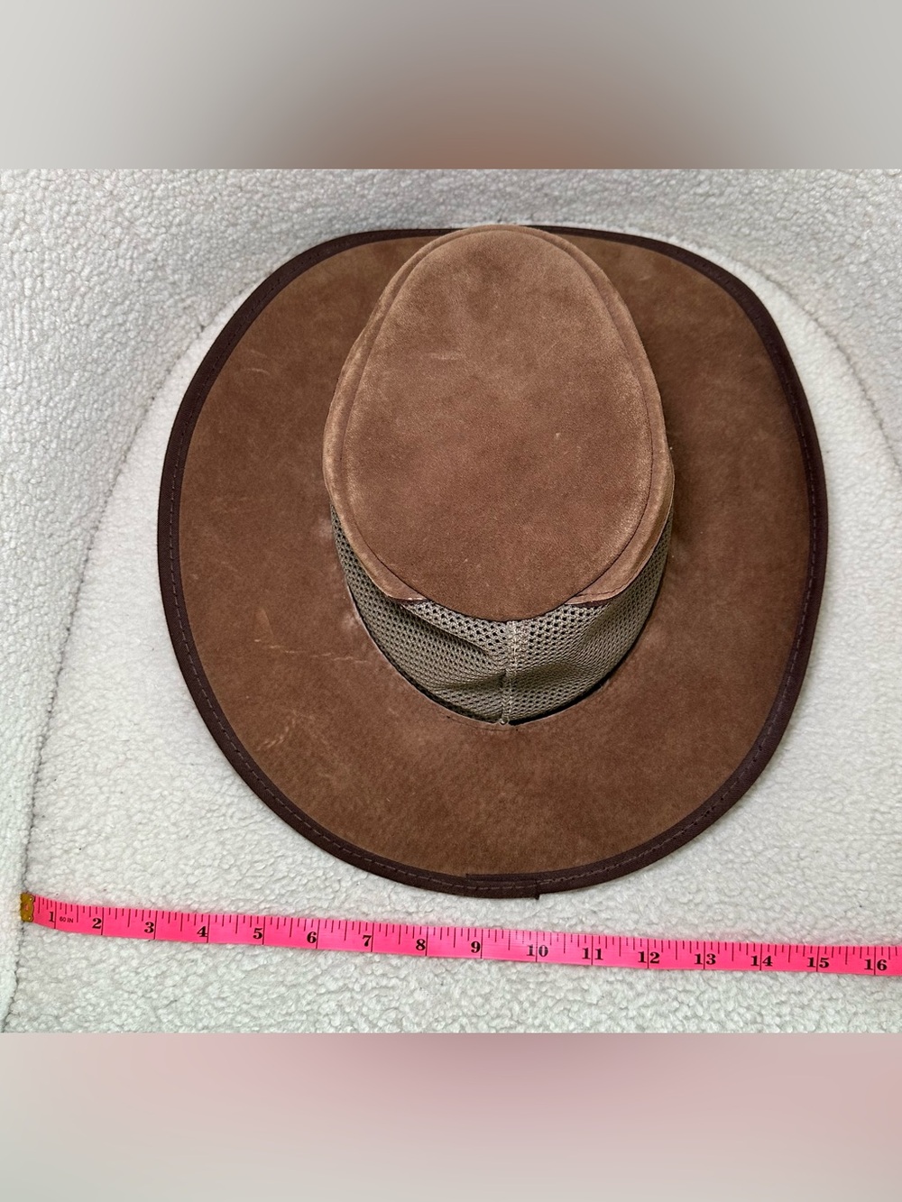 Head N Home Hat Brown Outback Men Leather Mesh Safari Western Cowboy Wide Brim L - Picture 7 of 12